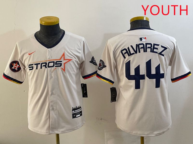 Youth Houston Astros 44 Alvarez Cream Three generations Joint Name 2025 Nike MLB Jersey style 4117